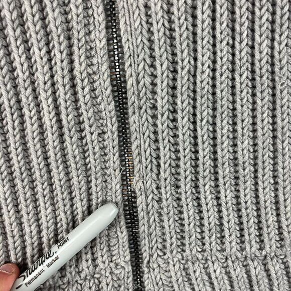 Nicole Farhi Chunky Knitted 100% Wool Hoodie Full Zip Gray Jacket Men's M* - Picture 5 of 16